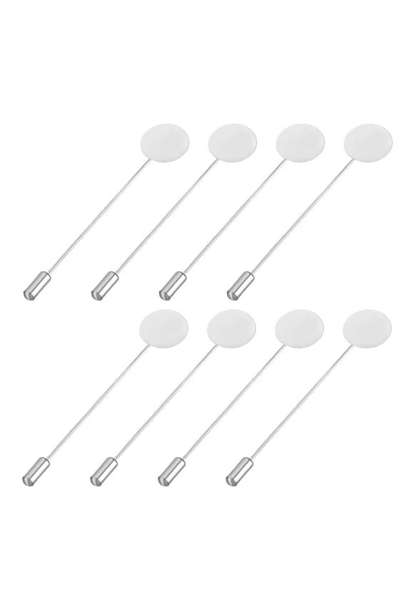 Round Brooch Pins 3 Inch Metal Tray Stick Lapel Pin Long Needle Clips, White, 60pcs