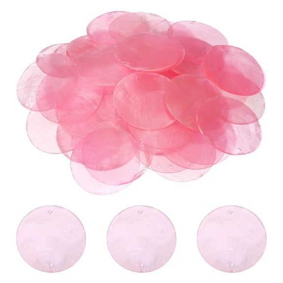 Uxcell Round Capiz Sea Shells, 2" Shells for Crafting with 2 Holes Seashell Beach Real Seashells Fitting for (Wind Chimes Jewelry Making DIY Craft Home Decoration), 20Pcs&Pink