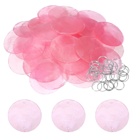 Uxcell 20Pcs 2" Round Capiz Sea Shells with Closed-end Ring, Pink