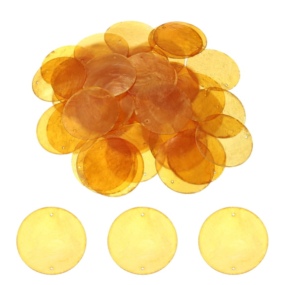 Uxcell Round Capiz Sea Shells, 2" Shells for Crafting with 2 Holes Seashell Beach Real Seashells Fitting for (Wind Chimes Jewelry Making DIY Craft Home Decoration), 20Pcs&Orange