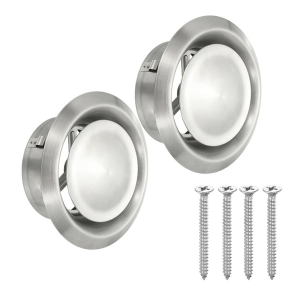 Uxcell Round Ceiling Diffuser, 304 Stainless Steel Adjustable Wall Air Vent Diffuser Vent Duct Cover Exhaust Supply, 4 Inch