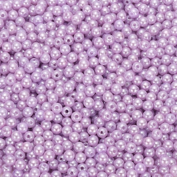 Uxcell Round Color Pearl Beads, 2200 Pcs 6mm Faux Pearls Beads, Light Purple