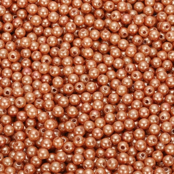 Uxcell Round Color Pearl Beads, 2200 Pcs 6mm Faux Pearls Beads, Orange Pink