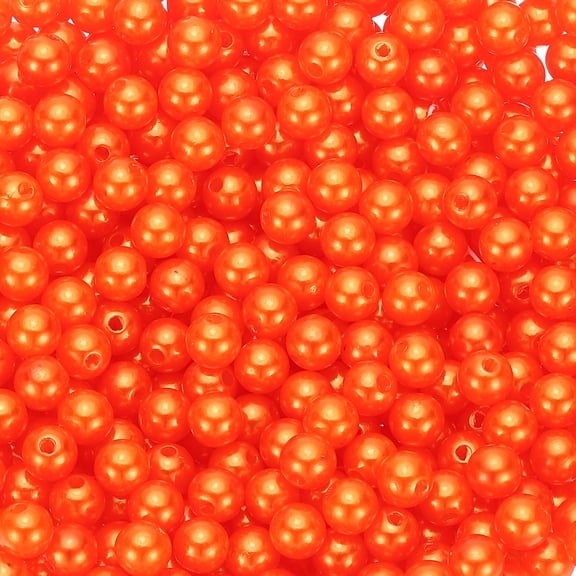 Uxcell Round Color Pearl Beads, 2200 Pcs 6mm Faux Pearls Beads, Orange Red