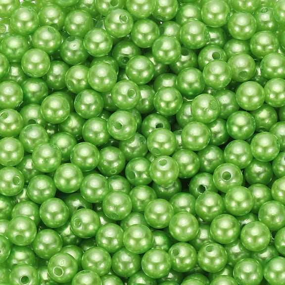 Uxcell Round Color Pearl Beads, 980 Pcs 8mm Faux Pearls Beads, Grass Green