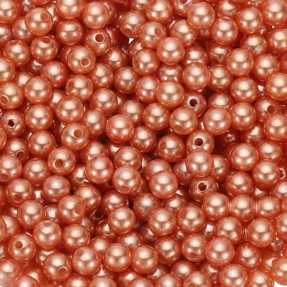 Uxcell Round Color Pearl Beads, 980 Pcs 8mm Faux Pearls Beads, Orange Pink