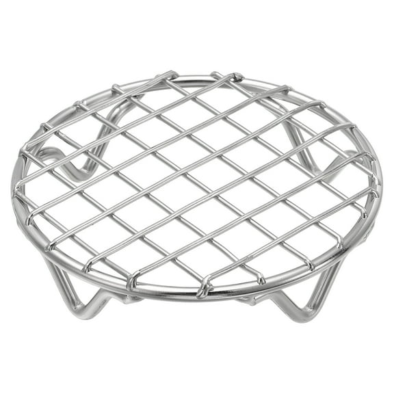 Uxcell Round Cooking Rack 3.9 Inch Dia Stainless Steel Wire Cooling Steamer Rack for Baking Canning Cooking Roasting Cooling Grilling Drying, Silver