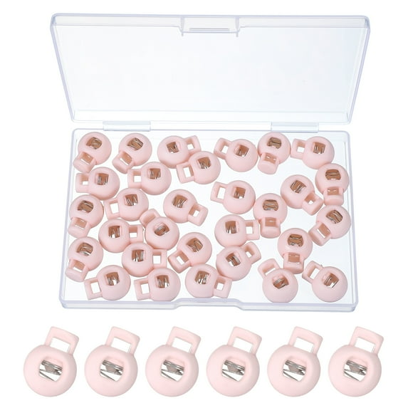 Uxcell Round Cord Lock, Plastic Single Hole Spring Loaded Toggle Stoppers Light Pink