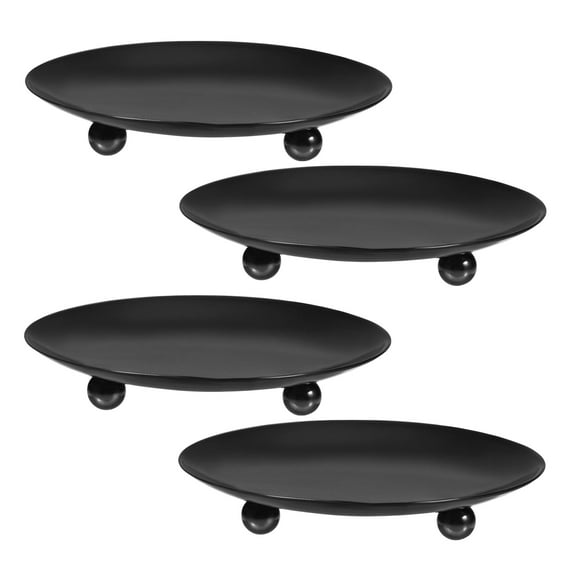 Uxcell Round Decorative Candle Plate Base Holders Iron 3.7" Black 4 Pack