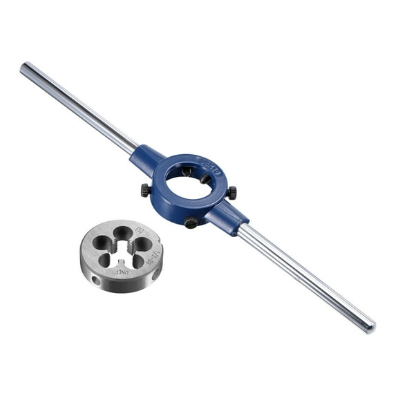 Uxcell Round Die Stock Handle Wrench Set 1/2-28 UNEF Threading Die and 1-1/2" Die Holder (Capacity: M12-M16)
