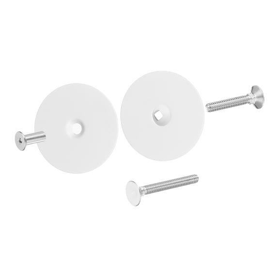 Uxcell Round Door Hole Cover Plate, (2-5/8" Dia, White) Alloy Steel Deadbolt Cover Plate Door Knob Filler Plates with 1" and 1.38" Connecting Screws, Suit for - Door/Cabinet/Wall