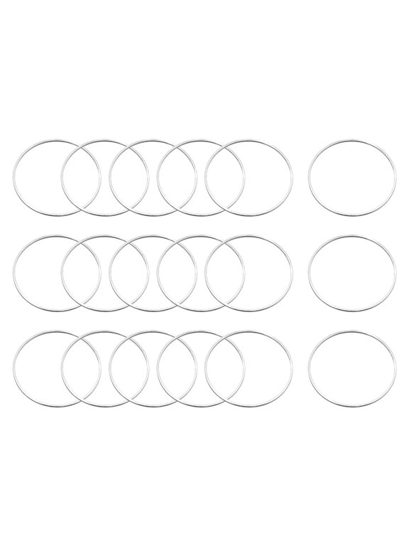 Round Earring Beading Hoop Rings, Open Bezel Linking Ring 30mm/ 1.18" Silver Earring Finding Link Ring, Pack of 60
