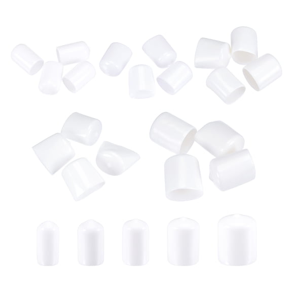 Uxcell Round End Caps Rubber Cover 48pcs 9/32" 3/8" 1/2" 13/16" 7/8" White Screw Protector for Screw Bolt Pipe