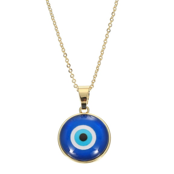 Uxcell Round Evil Eye Charm Pendant, 16 Inch Long Necklace, Dark Blue