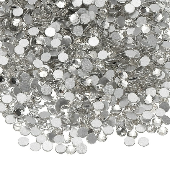 Uxcell Round Flatback Crystal Glass Rhinestones Gems Diamonds for DIY Crafts Clothes Shoes Nail Art Decoration Clear 2.0-2.1mm