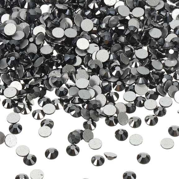 Uxcell Round Flatback Rhinestones, Flat Back Crystal Glass Gems Diamonds for DIY Crafts Clothes Nail Art Decoration Gray Black SS16