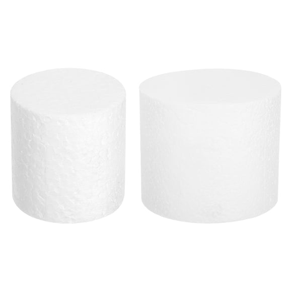 Uxcell Round Foam Cake Dummy, 2"x 2", 4"x 2" White Fake Cake Circles Dummies Decorating Display for Wedding Birthday Party Cakes Decoration Crafts and Window Displays, 2Pcs