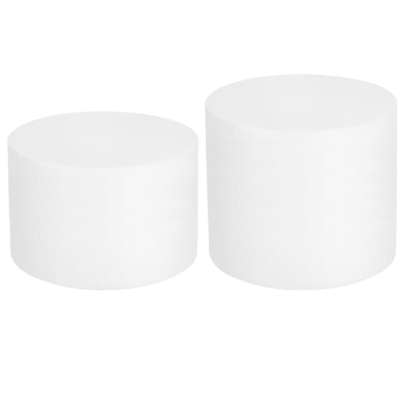 Uxcell Round Foam Cake Dummy, 8"x 5", 8"x 6" White Fake Cake Circles Dummies Decorating Display for Wedding Birthday Party Cakes Decoration Crafts and Window Displays, 2Pcs
