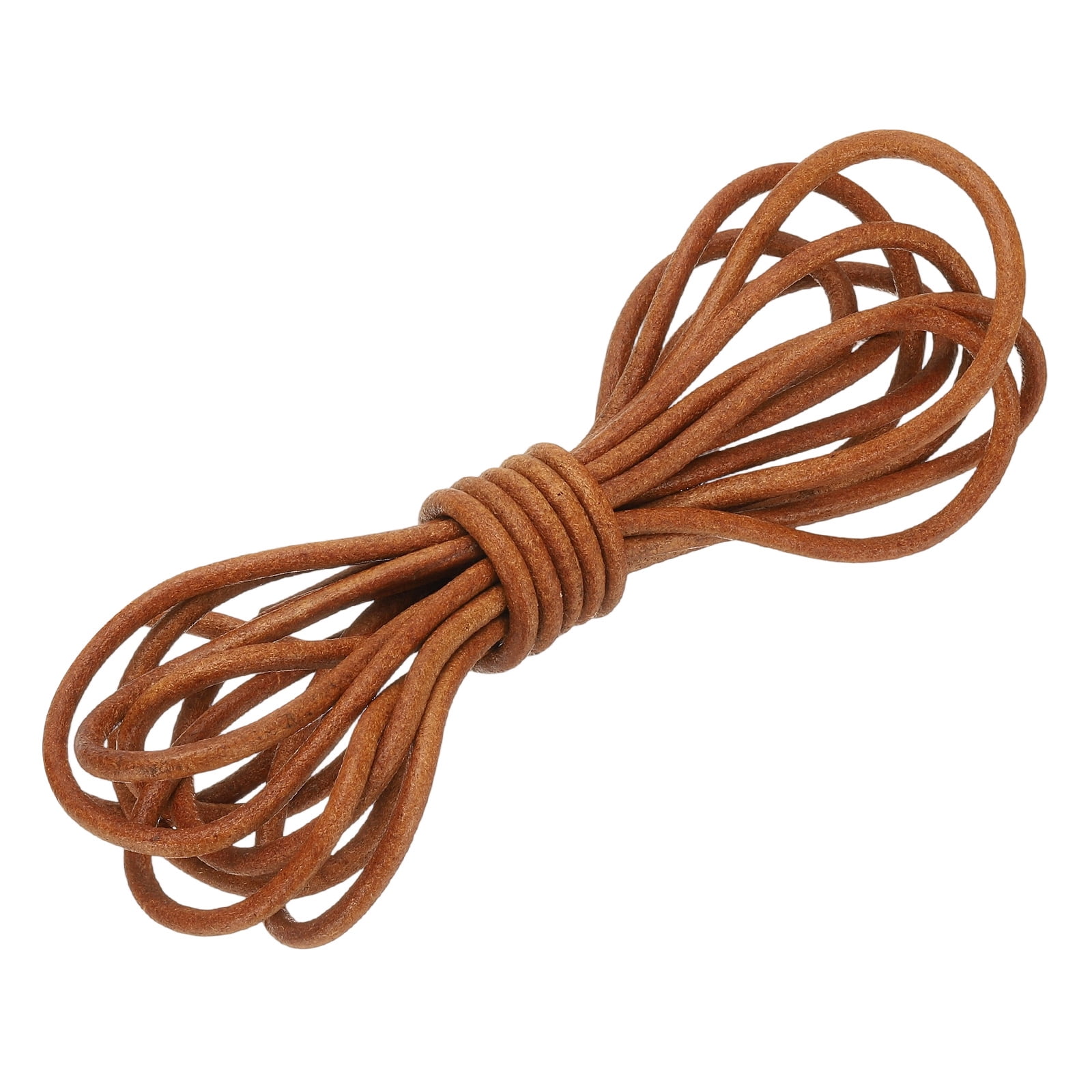 Uxcell Round Leather Cord, 6mm x 5.5 Yards Full-Grain Leather String Rope for Jewelry Beads Making Necklace Bracelet DIY Handmade Crafts, Light Brown