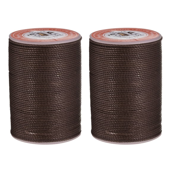 Uxcell Round Leather Sewing Waxed Thread, 55m / 60 Yards Polyester Wax String, 0.80mm Wax Cord for Leather Crafts, Bookbinding, Bracelets, Coffee, 2packs