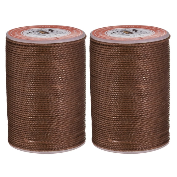 Uxcell Round Leather Sewing Waxed Thread, 55m / 60 Yards Polyester Wax String, 0.80mm Wax Cord for Leather Crafts, Bookbinding, Bracelets, Dark Brown, 2packs