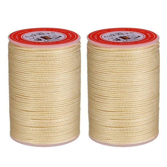 Uxcell Round Leather Sewing Waxed Thread, 55m / 60 Yards Polyester Wax String, 0.80mm Wax Cord for Leather Crafts, Bookbinding, Bracelets, Dark Linen, 2packs