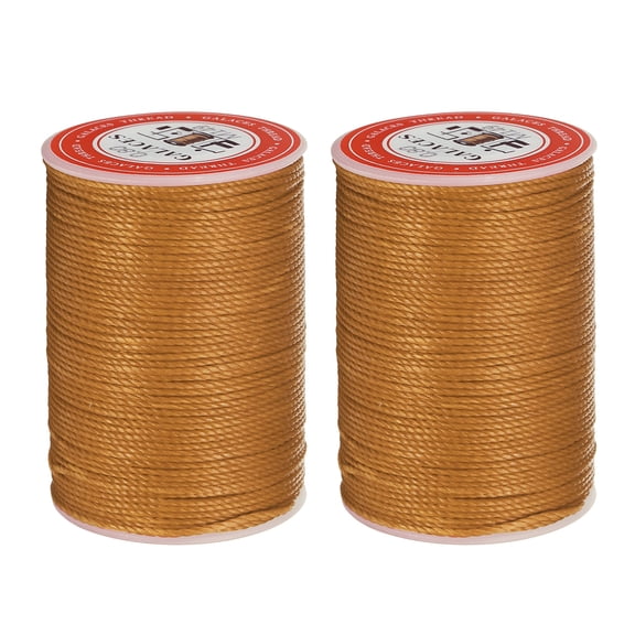 Uxcell Round Leather Sewing Waxed Thread, 55m / 60 Yards Polyester Wax String, 0.80mm Wax Cord for Leather Crafts, Bookbinding, Bracelets, Golden Brown, 2packs