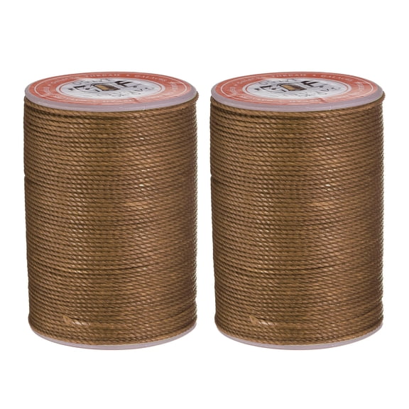 Uxcell Round Leather Sewing Waxed Thread, 55m / 60 Yards Polyester Wax String, 0.80mm Wax Cord for Leather Crafts, Bookbinding, Bracelets, Light Brown, 2packs