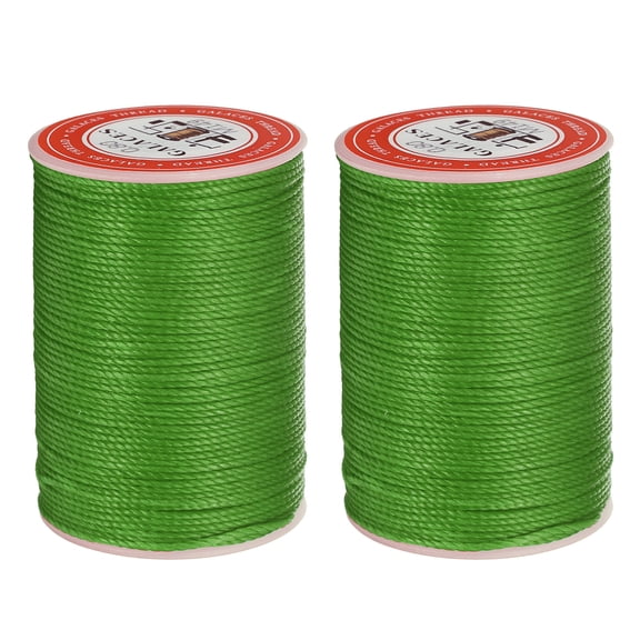 Uxcell Round Leather Sewing Waxed Thread, 55m / 60 Yards Polyester Wax String, 0.80mm Wax Cord for Leather Crafts, Bookbinding, Bracelets, Light green, 2packs