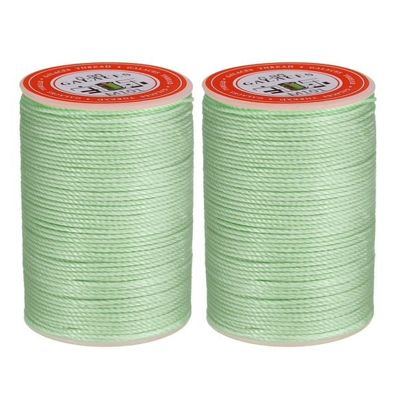 Uxcell Round Leather Sewing Waxed Thread, 55m / 60 Yards Polyester Wax String, 0.80mm Wax Cord for Leather Crafts, Bookbinding, Bracelets, Mint green, 2packs