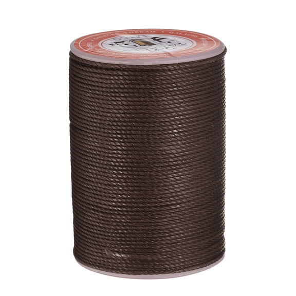Uxcell Round Leather Sewing Waxed Thread, 55m / 60 Yards Wax Polyester String, 0.8mm Waxed Cord for Crafts, Coffee Brown