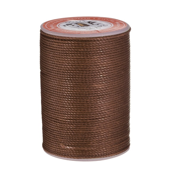 Uxcell Round Leather Sewing Waxed Thread, 55m / 60 Yards Wax Polyester String, 0.8mm Waxed Cord for Crafts, Dark Brown