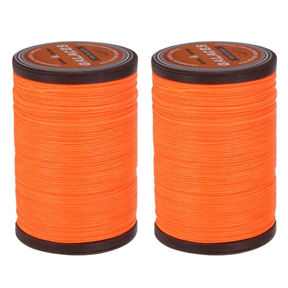 Uxcell Round Leather Sewing Waxed Thread, 80m / 87 Yards Polyester Wax String, 0.55mm Wax Cord for Leather Crafts, Bookbinding, Bracelets, Flame Orange, 2packs