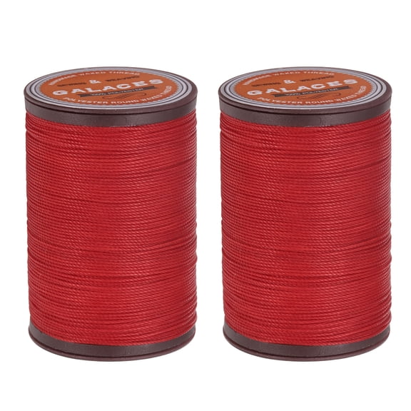 Uxcell Round Leather Sewing Waxed Thread, 80m / 87 Yards Polyester Wax String, 0.55mm Wax Cord for Leather Crafts, Bookbinding, Bracelets, Gemstone Red, 2packs