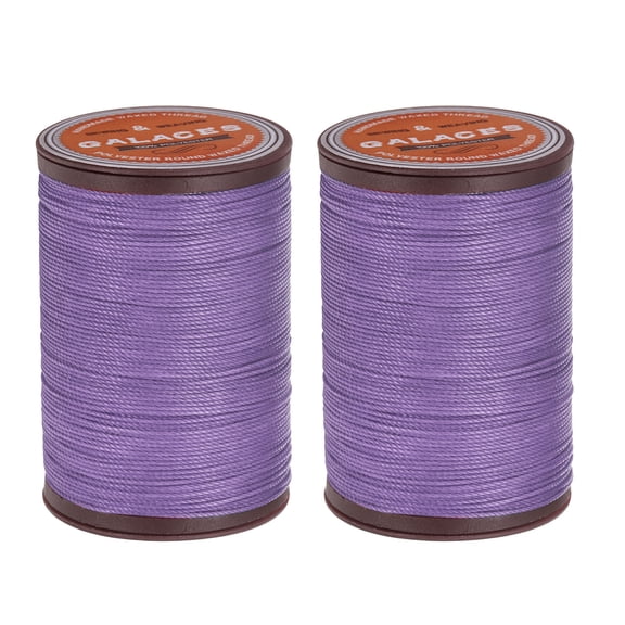 Uxcell Round Leather Sewing Waxed Thread, 80m / 87 Yards Polyester Wax String, 0.55mm Wax Cord for Leather Crafts, Bookbinding, Bracelets, Lilac Blue, 2packs