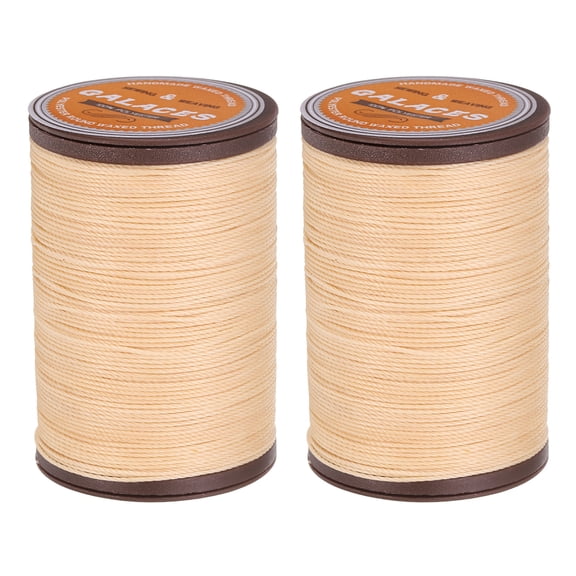 Uxcell Round Leather Sewing Waxed Thread, 80m / 87 Yards Polyester Wax String, 0.55mm Wax Cord for Leather Crafts, Bookbinding, Bracelets, Pearl White, 2packs