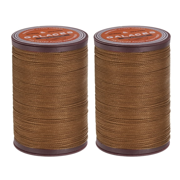 Uxcell Round Leather Sewing Waxed Thread, 80m / 87 Yards Polyester Wax String, 0.55mm Wax Cord for Leather Crafts, Bookbinding, Bracelets, Saddle Brown, 2packs