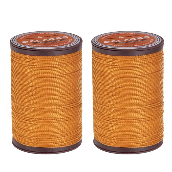 Uxcell Round Leather Sewing Waxed Thread, 80m / 87 Yards Polyester Wax String, 0.55mm Wax Cord for Leather Crafts, Bookbinding, Bracelets, Sun Orange, 2packs
