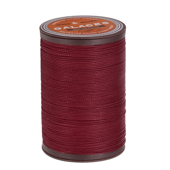 Uxcell Round Leather Sewing Waxed Thread, 80m / 87 Yards Wax Polyester String, 0.55mm Waxed Cord for Crafts, Burgundy