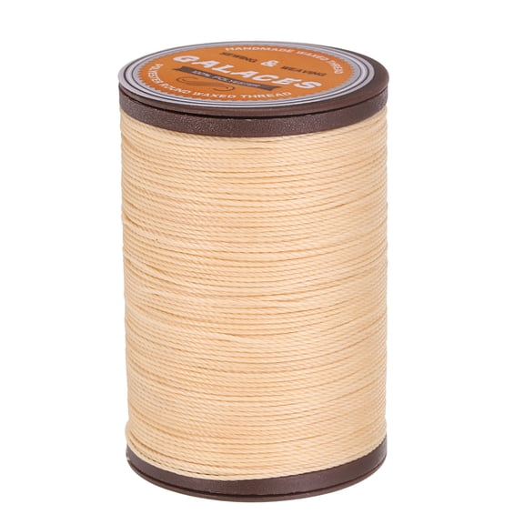 Uxcell Round Leather Sewing Waxed Thread, 80m / 87 Yards Wax Polyester String, 0.55mm Waxed Cord for Crafts, Pearl White