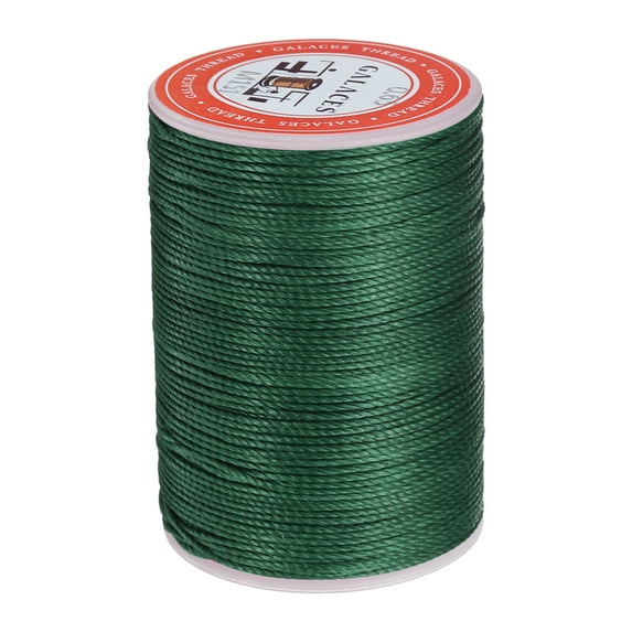 Uxcell Round Leather Sewing Waxed Thread, 85m / 93 Yards Wax Polyester String, 0.65mm Waxed Cord for Crafts, Bamboo Green