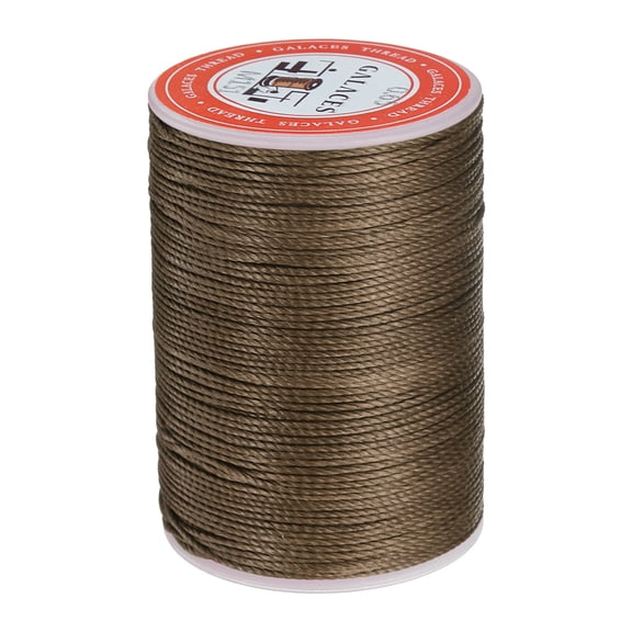 Uxcell Round Leather Sewing Waxed Thread, 85m / 93 Yards Wax Polyester String, 0.65mm Waxed Cord for Crafts, Light brown