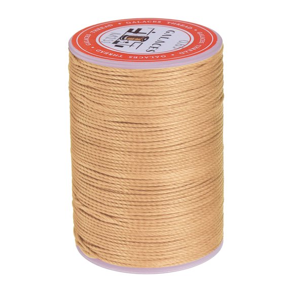 Uxcell Round Leather Sewing Waxed Thread, 85m / 93 Yards Wax Polyester String, 0.65mm Waxed Cord for Crafts, Pearl White