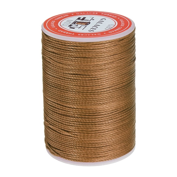 Uxcell Round Leather Sewing Waxed Thread, 85m / 93 Yards Wax Polyester String, 0.65mm Waxed Cord for Crafts, Saddle Brown