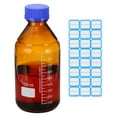 thumbnail image 1 of Uxcell Round Media Storage Bottles, 1000ml Thickened Glass Graduated Round Bottles with GL45 Blue Screw Cap for Lab Water Reagent Liquids, Brown, 1 of 7