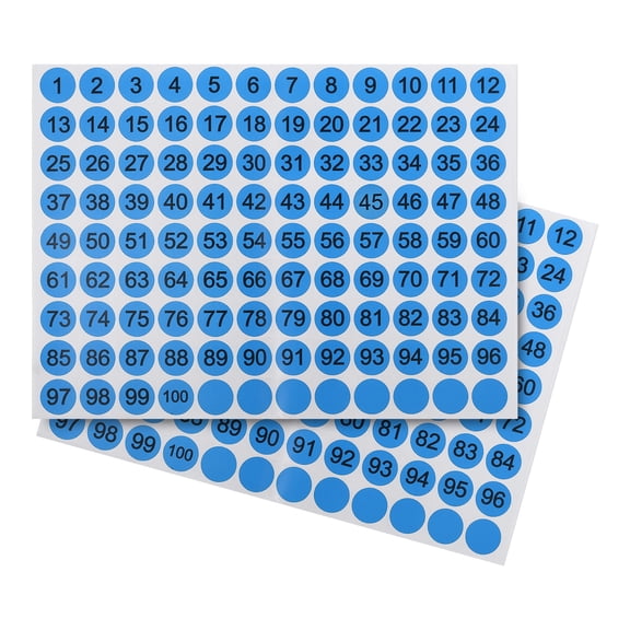 Uxcell Round Number Sticker 0.8", Round Number Decal Labels 1 to 100 Consecutive Number Sticker, Blue 15 Pcs