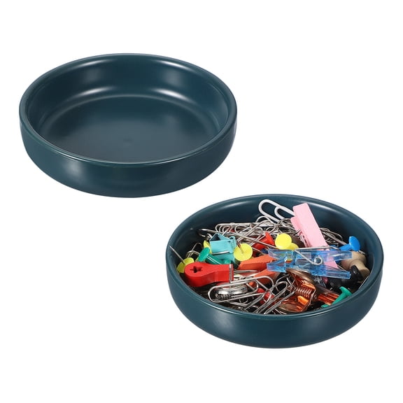 Uxcell Round Paper Clip Holders, 2 Pcs Ceramic Clip Dispenser Organizer Desk Organizer Accessories for Office Desktop Decor Bobby Pin Binder Paper Clamp, Dark Blue