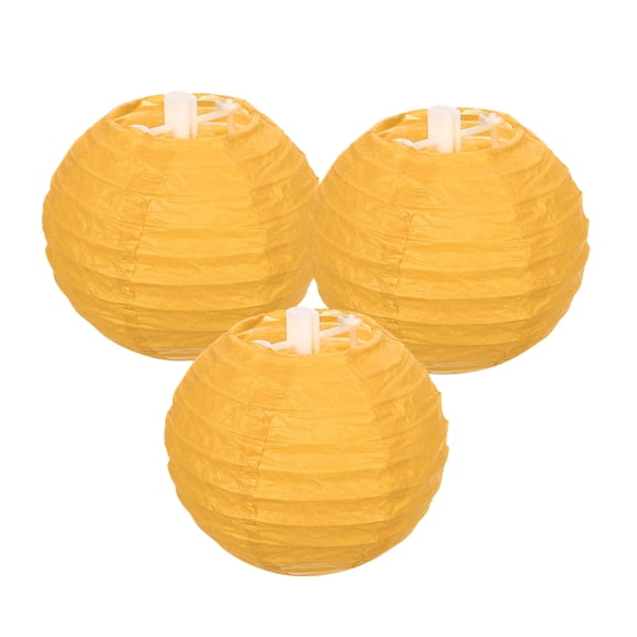 Uxcell Round Paper Lanterns, Decorative Hanging Lanterns Lamp Party Decorations for Birthday Wedding Home Dark Yellow 4 in