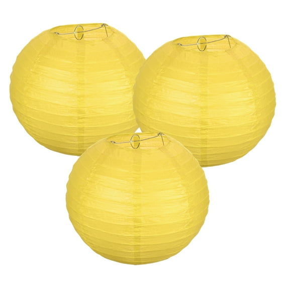 Uxcell Round Paper Lanterns, Decorative Hanging Lanterns Lamp Party Decorations for Birthday Wedding Home Lemon Yellow 10 in