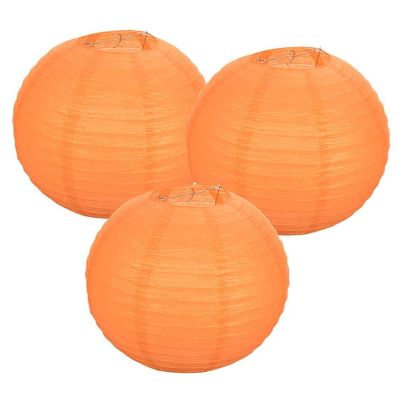 Uxcell Round Paper Lanterns, Decorative Hanging Lanterns Lamp Party Decorations for Birthday Wedding Home Orange 14 in
